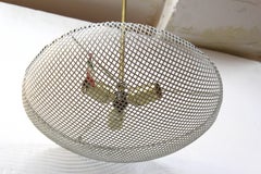 Italian Mid-Century Modern Small White Metal Mesh Pendant