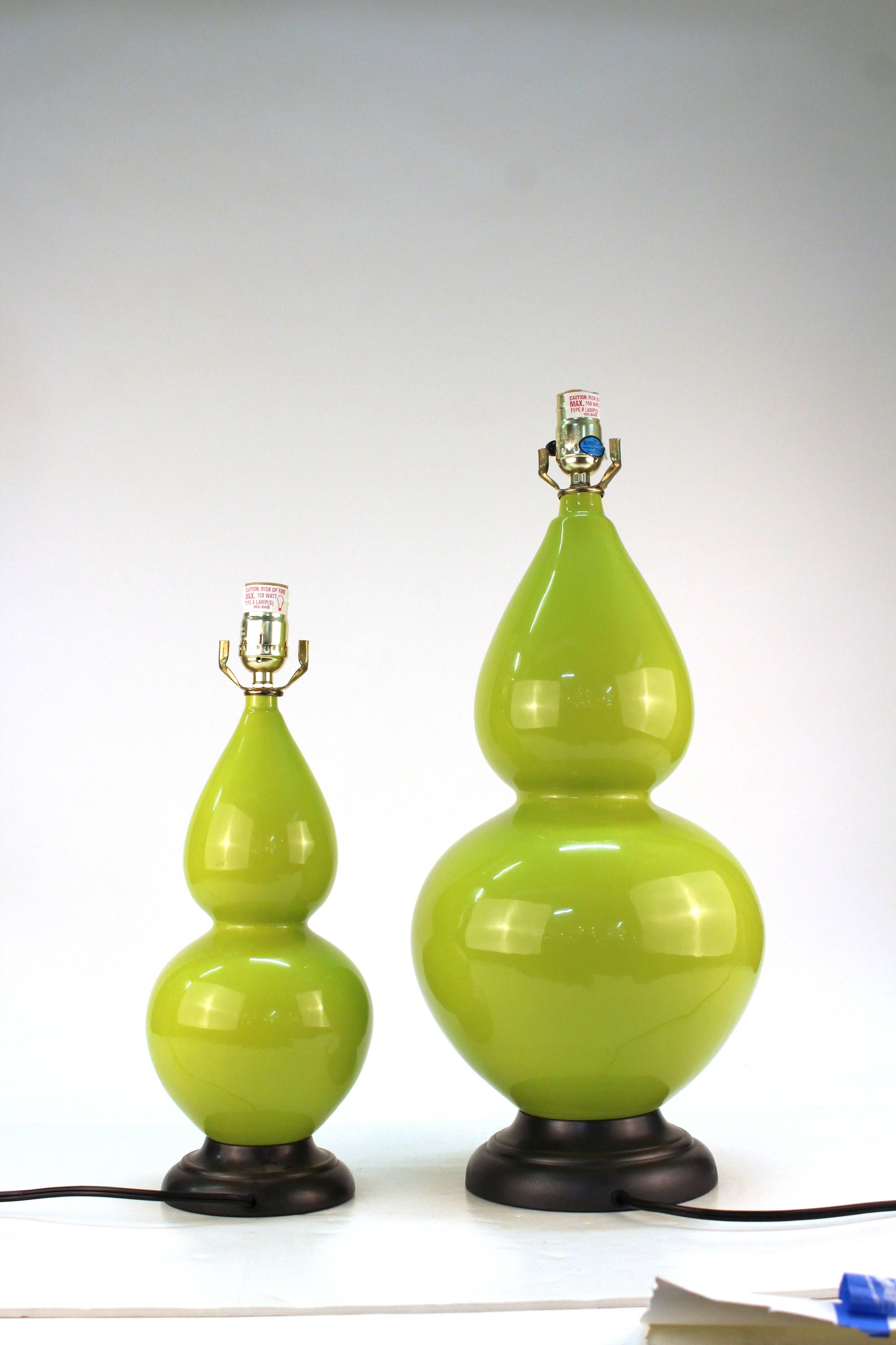 20th Century Hollywood Regency Style Light Green Table Lamps