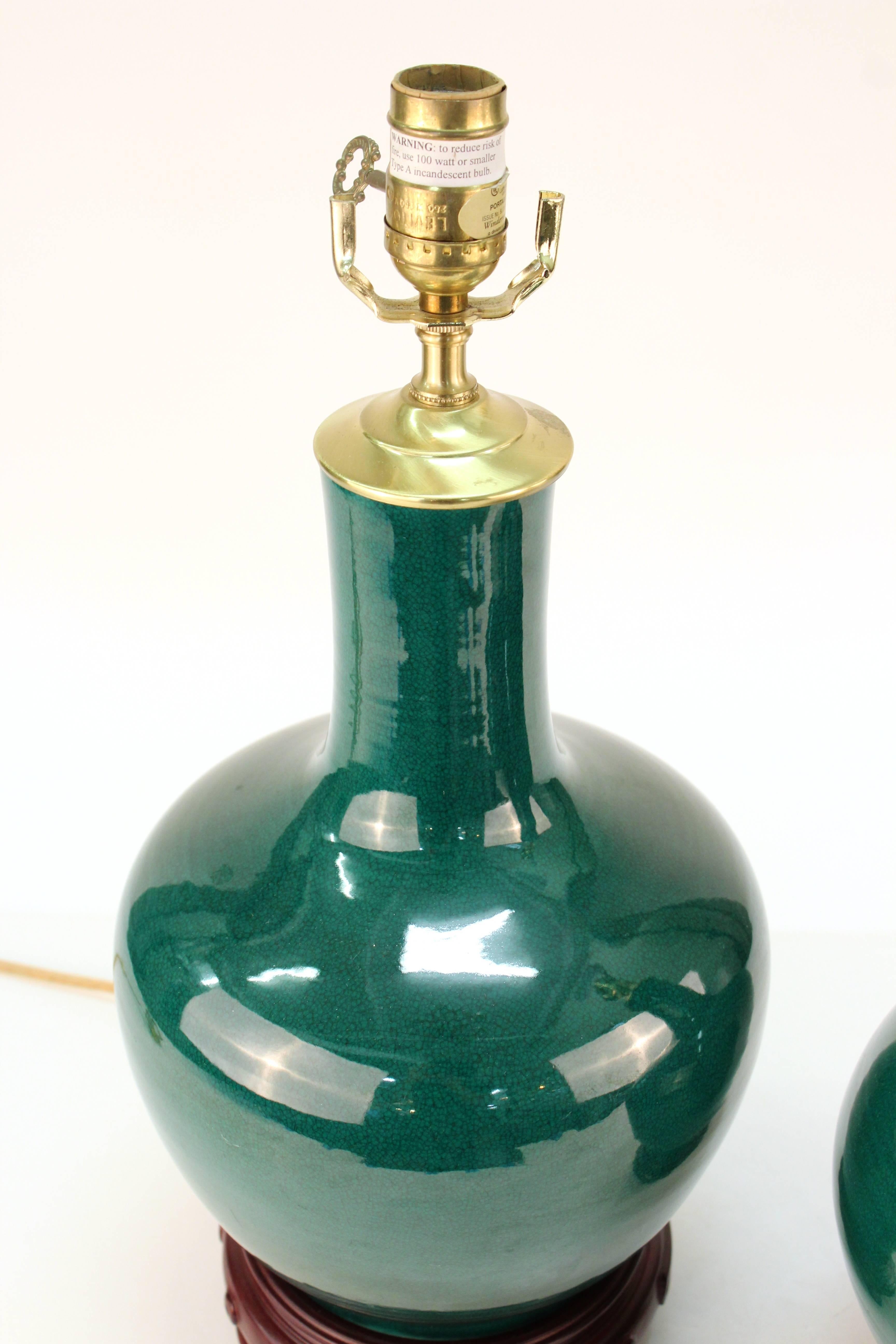 Hollywood Regency Style Green Table Lamps 1