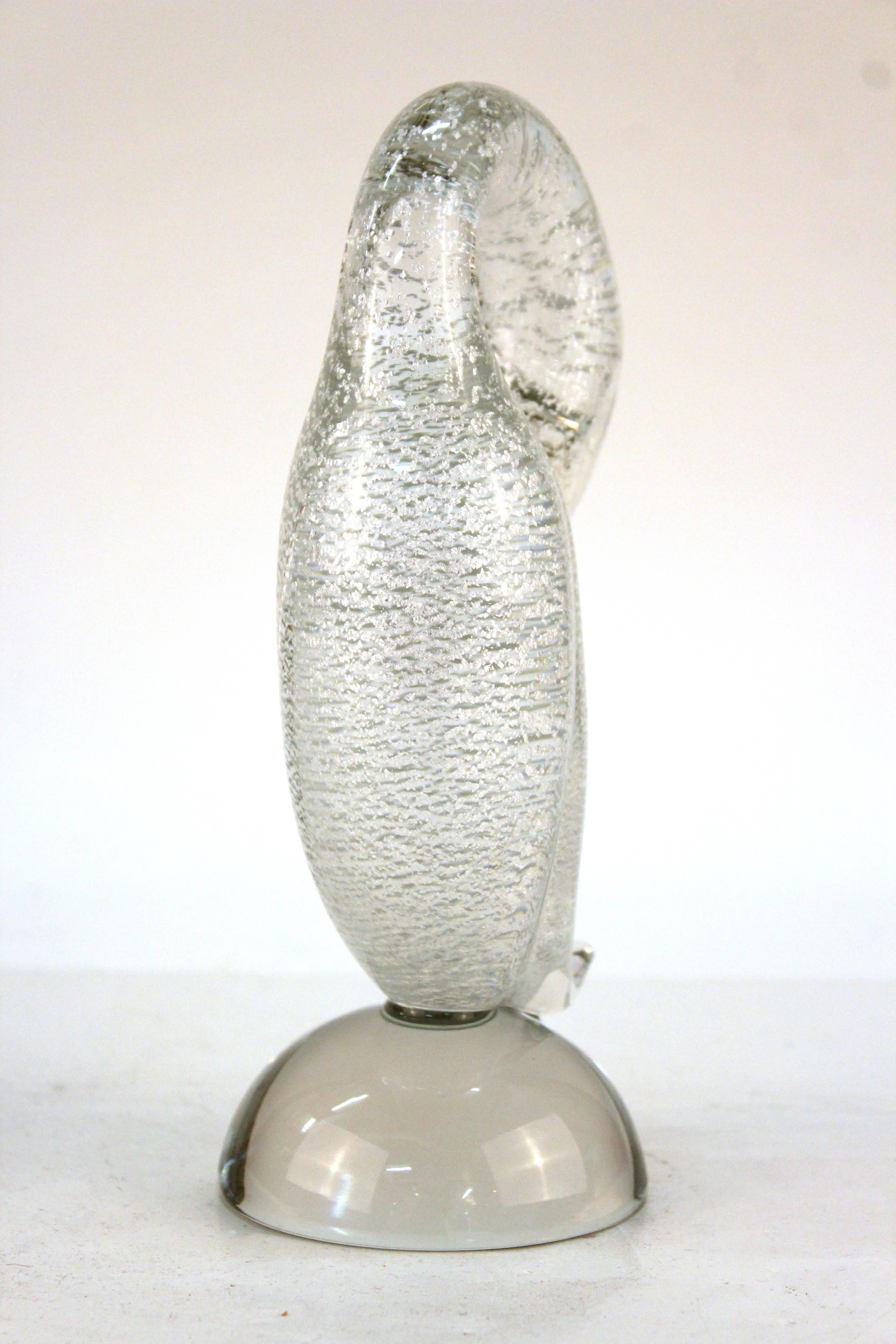 Murano White Gold Flecked Glass Goose Figure In Good Condition For Sale In New York, NY