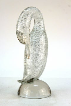 Murano White Gold Flecked Glass Goose Figure