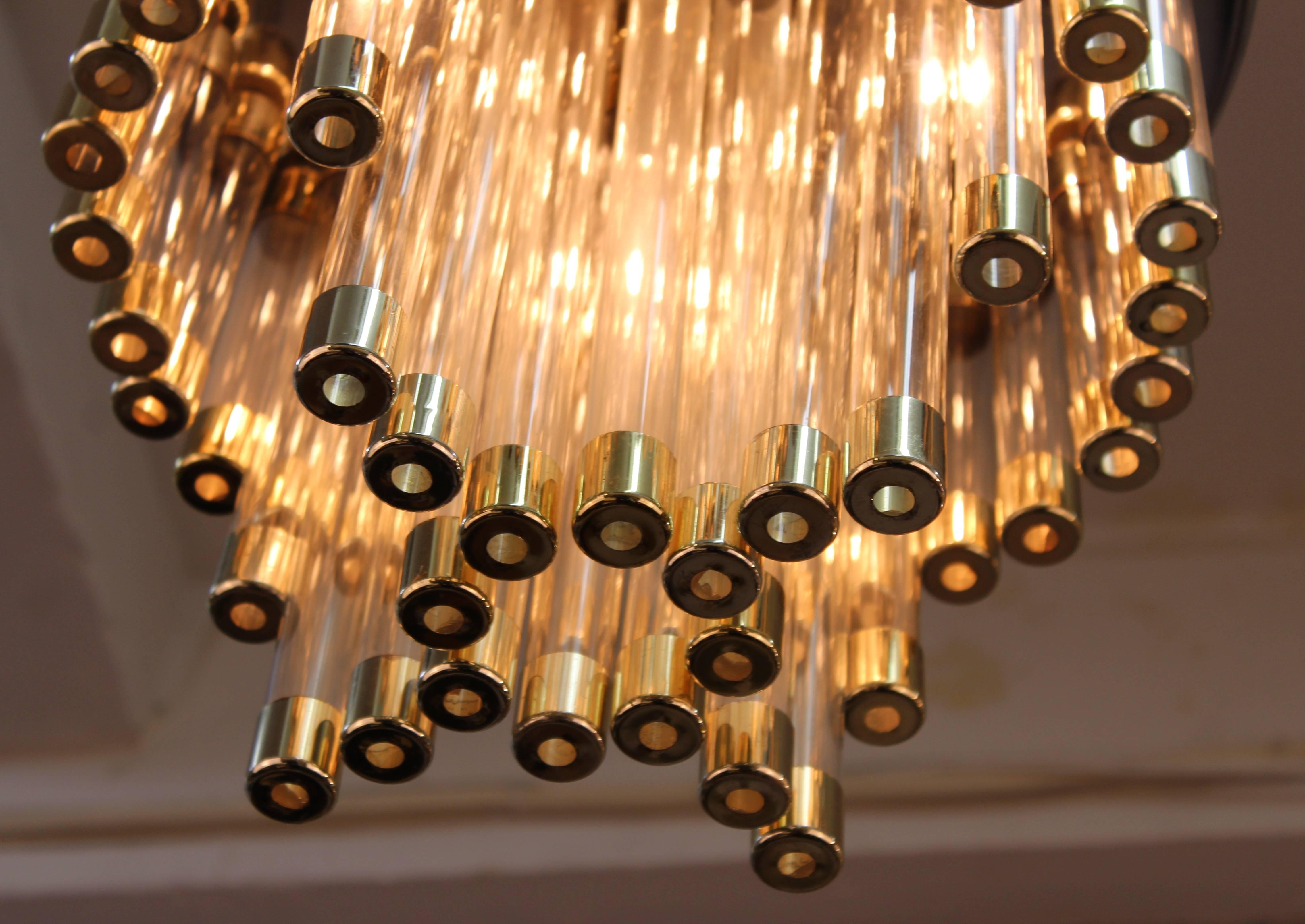 Mid-Century Modern Chrome and Glass Tube Chandelier In Good Condition In New York, NY