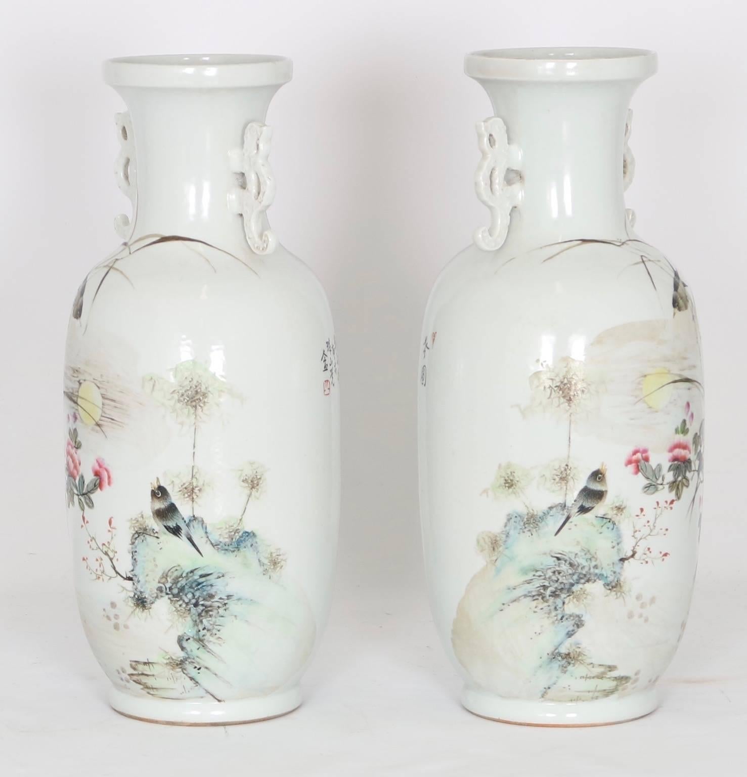 Chinese Vases with Birds In Excellent Condition In New York, NY