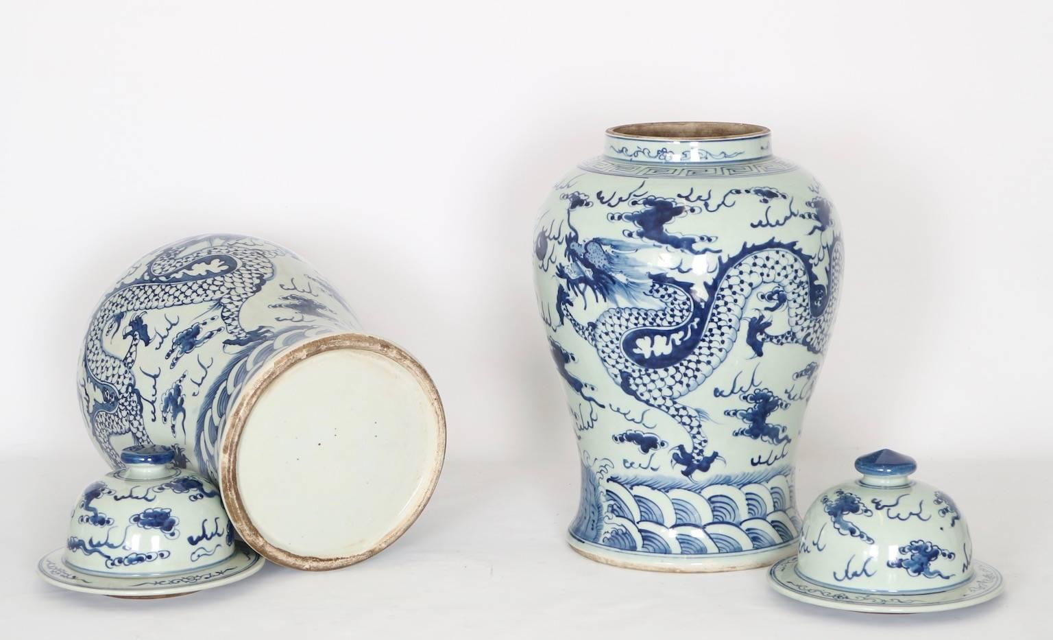 Chinese Export Ginger Jars in Blue and White 2