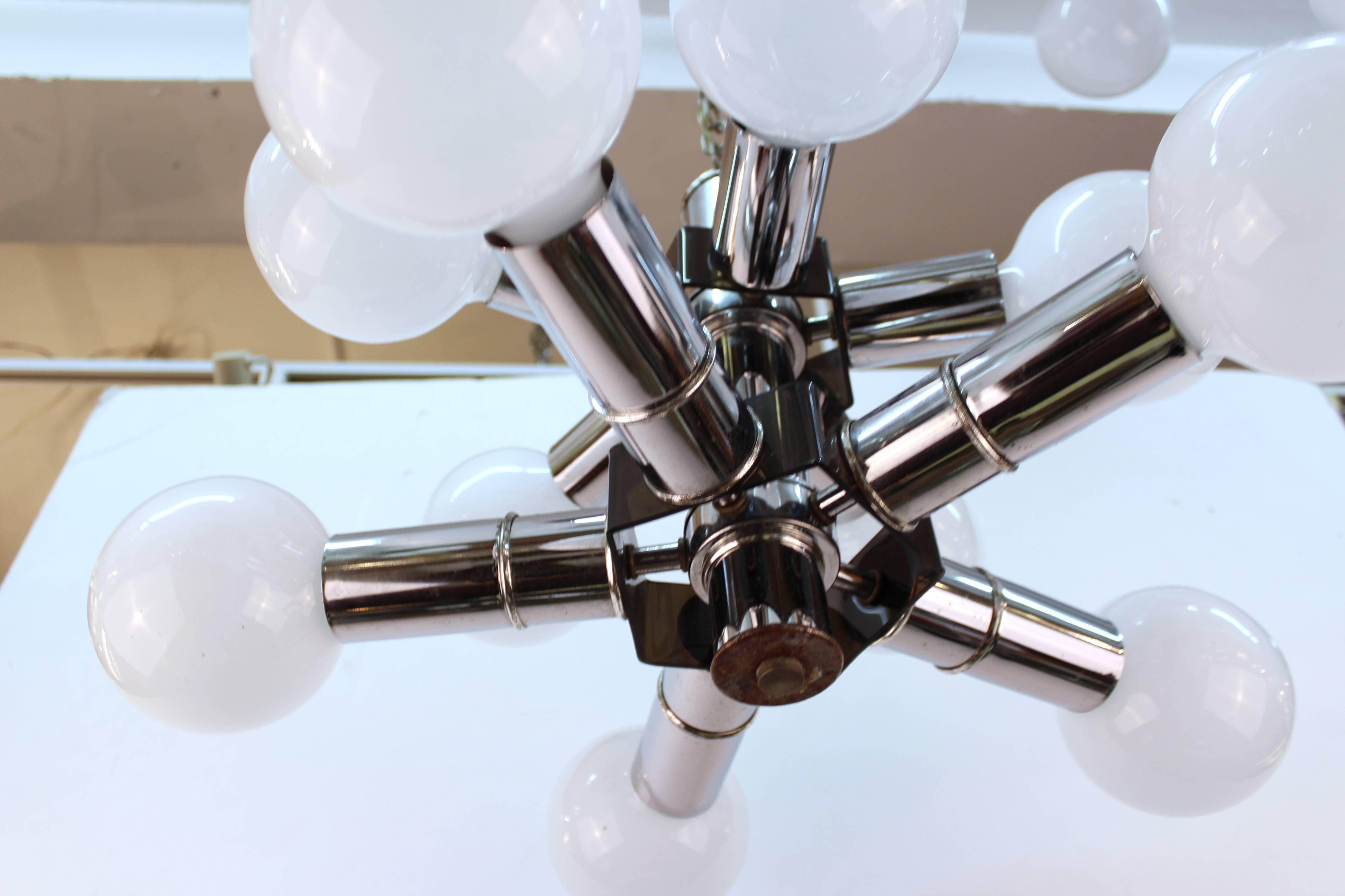 Atomic Age Two-Tiered Molecular Chandelier in Chrome 1