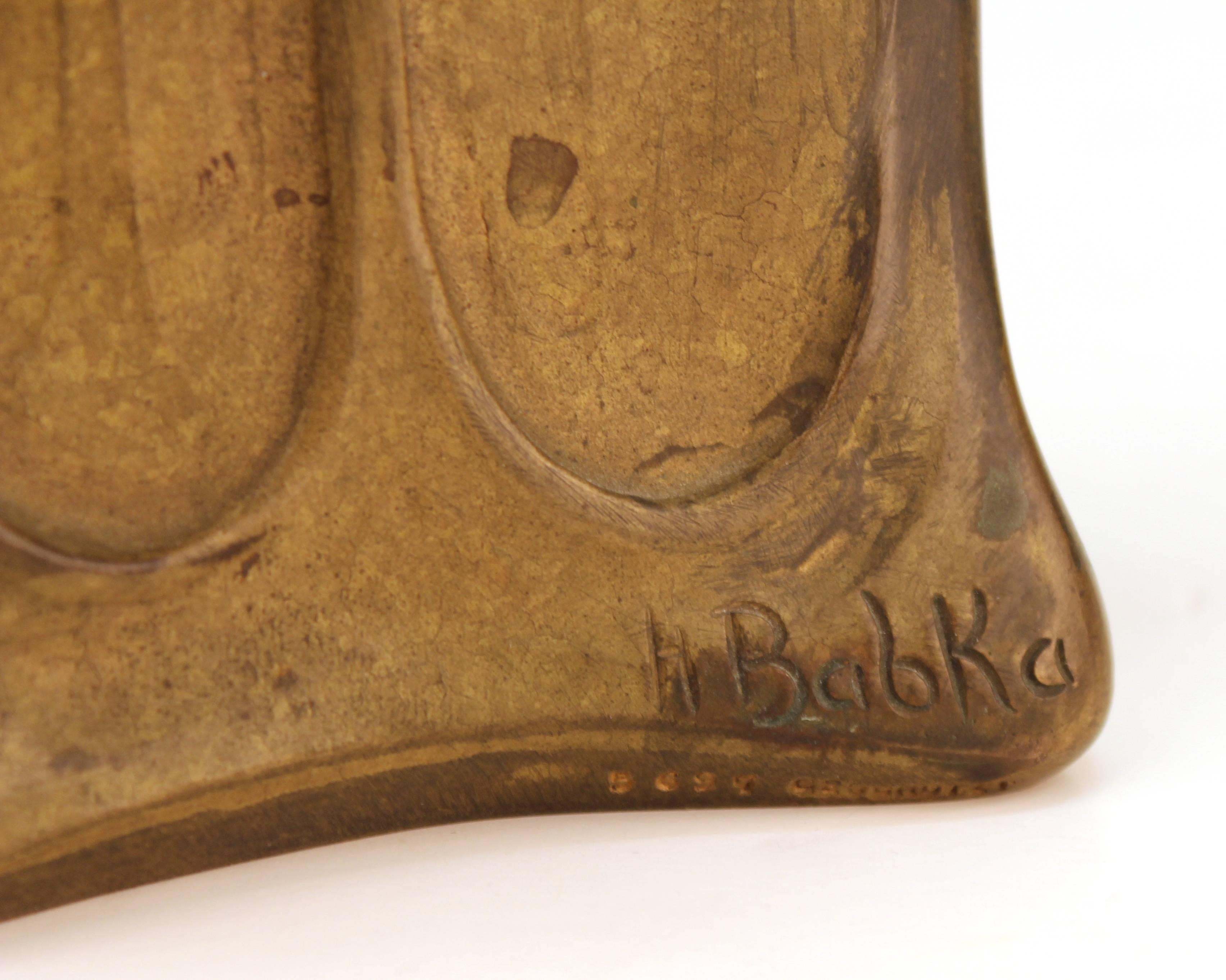 Austrian Art Nouveau Babka Signed Bronze Vase 5