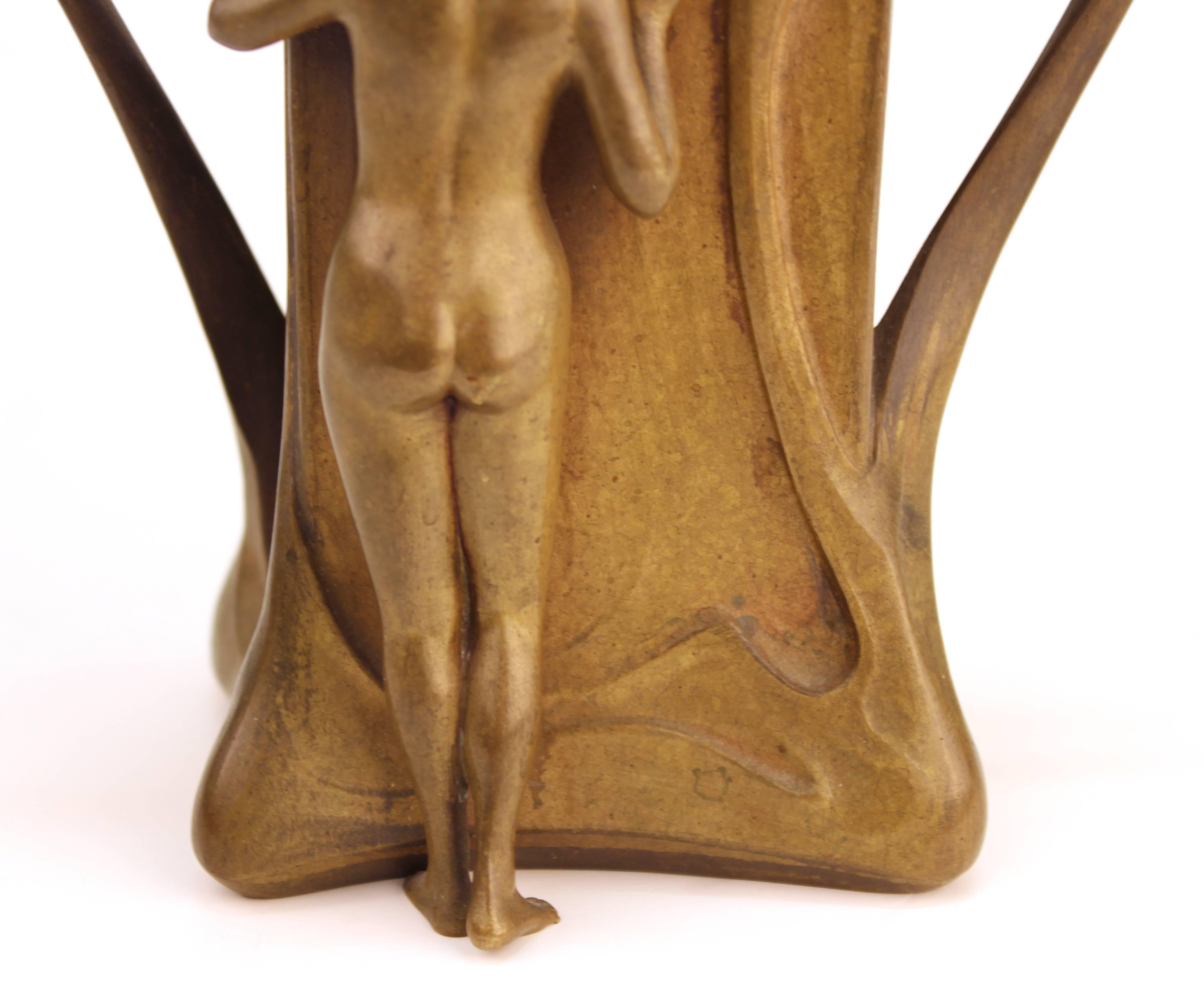 Austrian Art Nouveau Babka Signed Bronze Vase 2