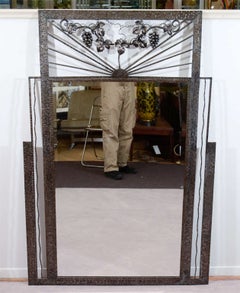 Art Deco Iron-Framed Mirror with Grape and Leaf Detailing