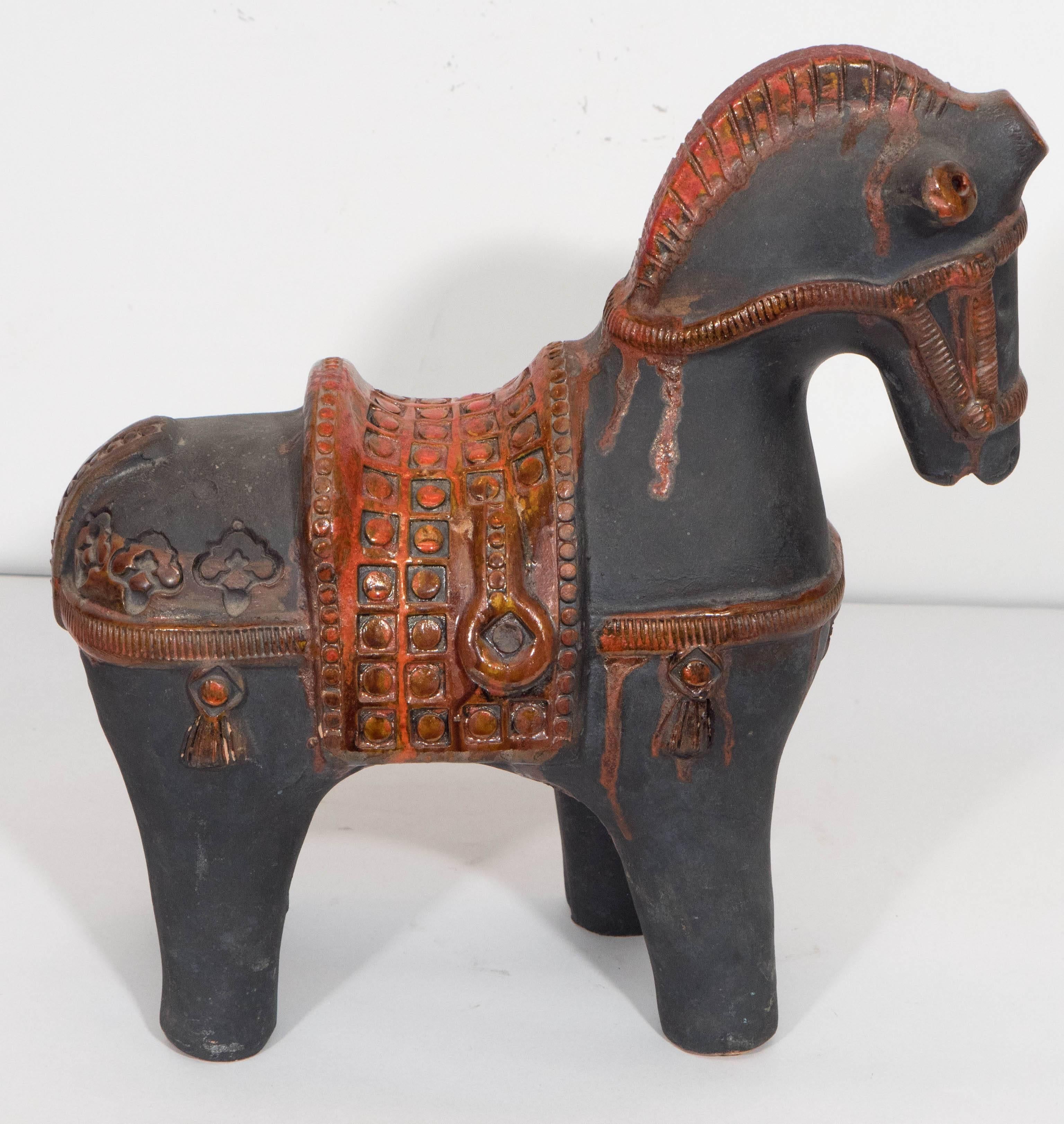 Ceramic Matte Black Horse Statue for Raymor