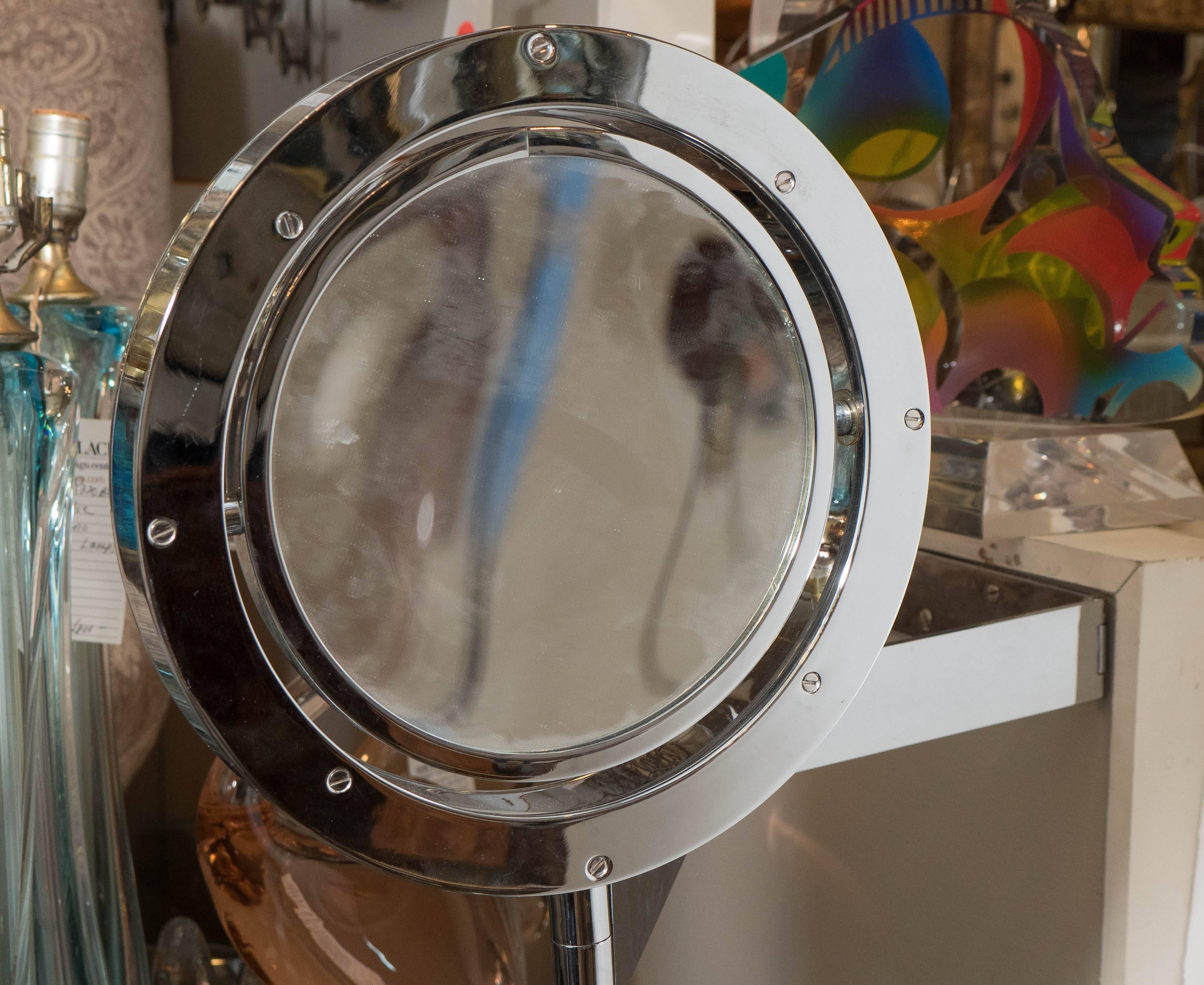 American Adjustable Wall-Mounted 'Saturn Mirror' in Chrome