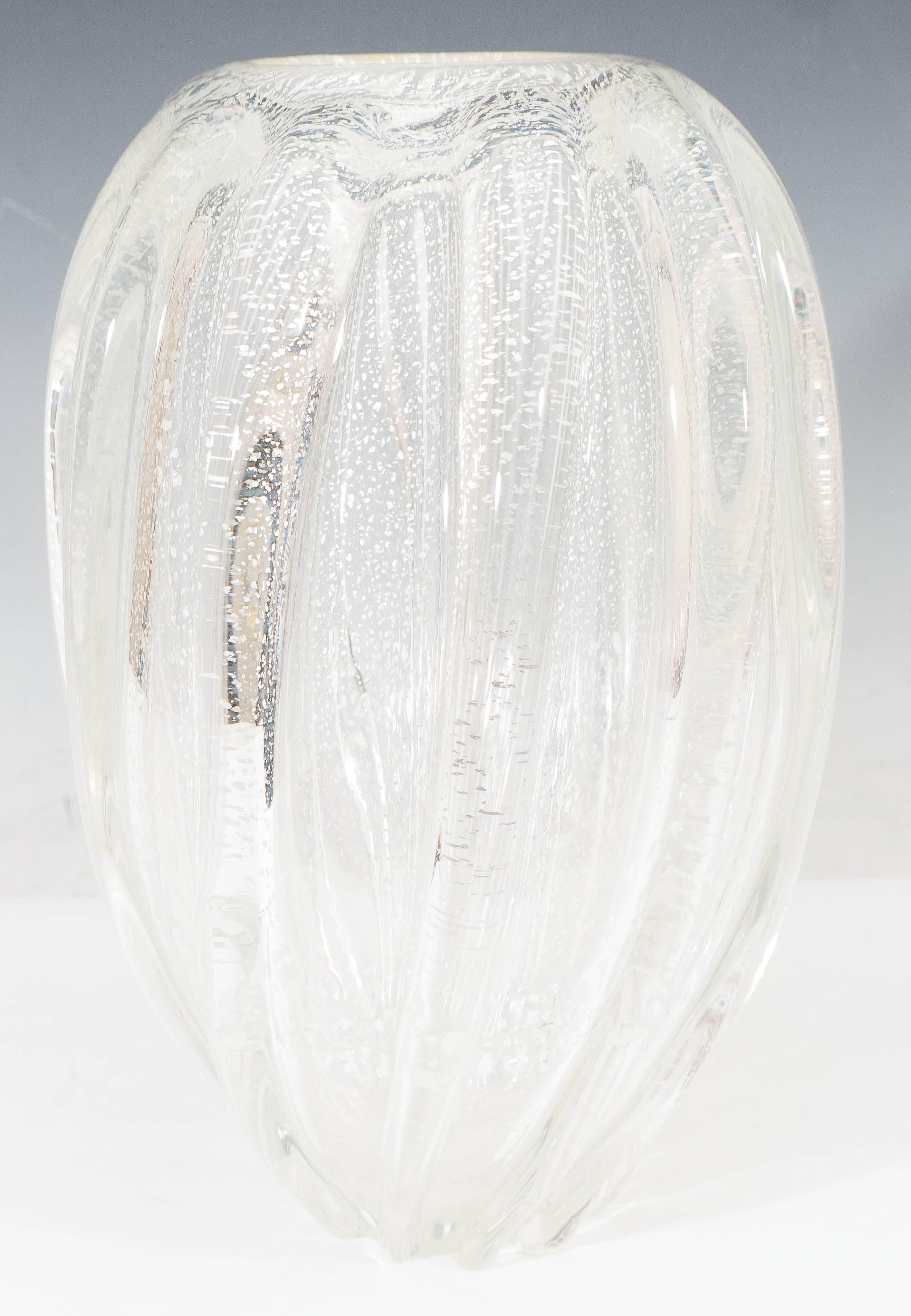 Mid-20th Century 'Pillow' Vase with Silver Leaf after Seguso