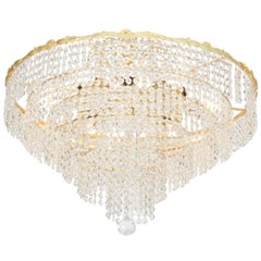 Midcentury Gold-Plated Chandelier with Austrian Crystals