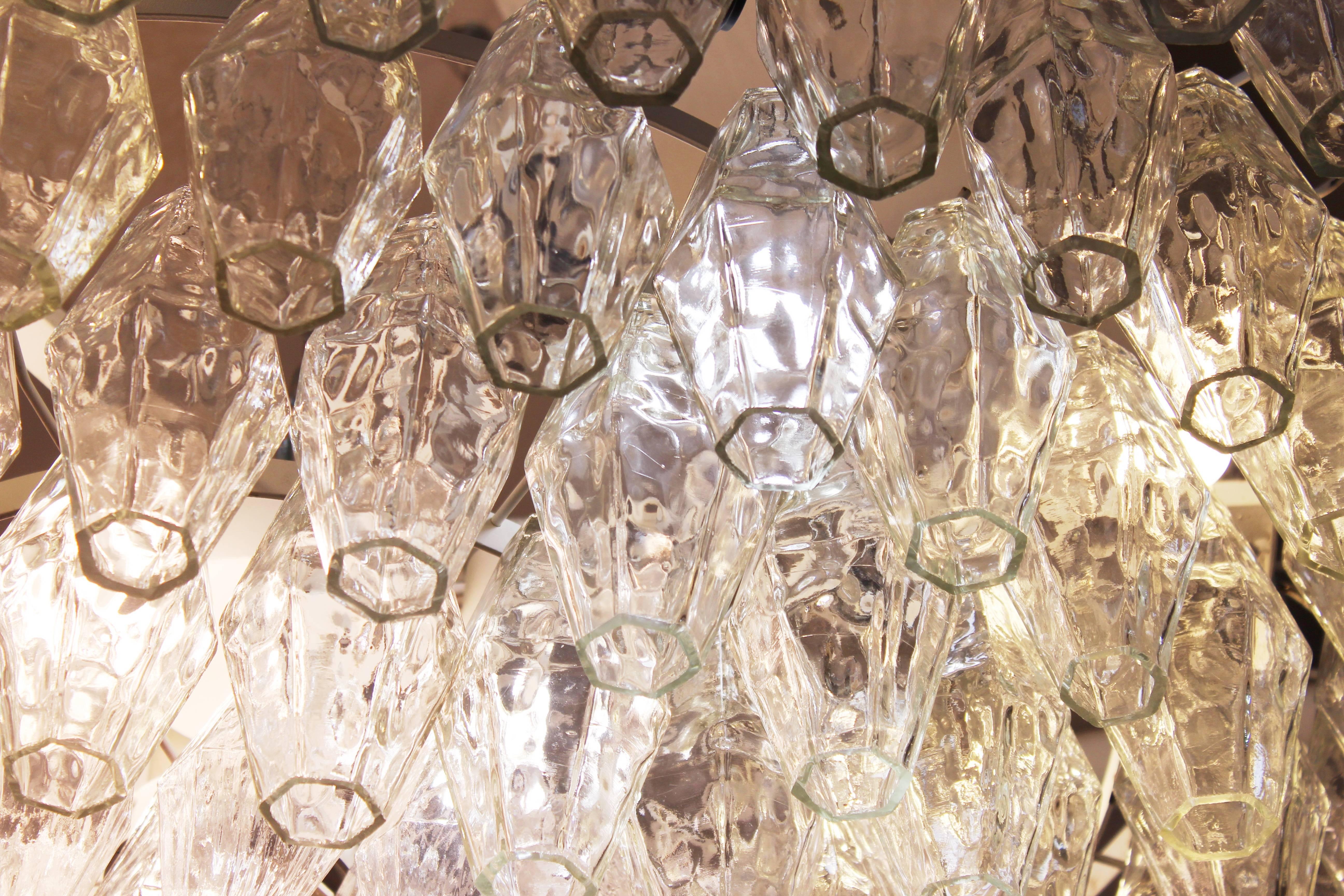 Metal Monumental Italian Murano Glass Polyhedral Prism Chandelier