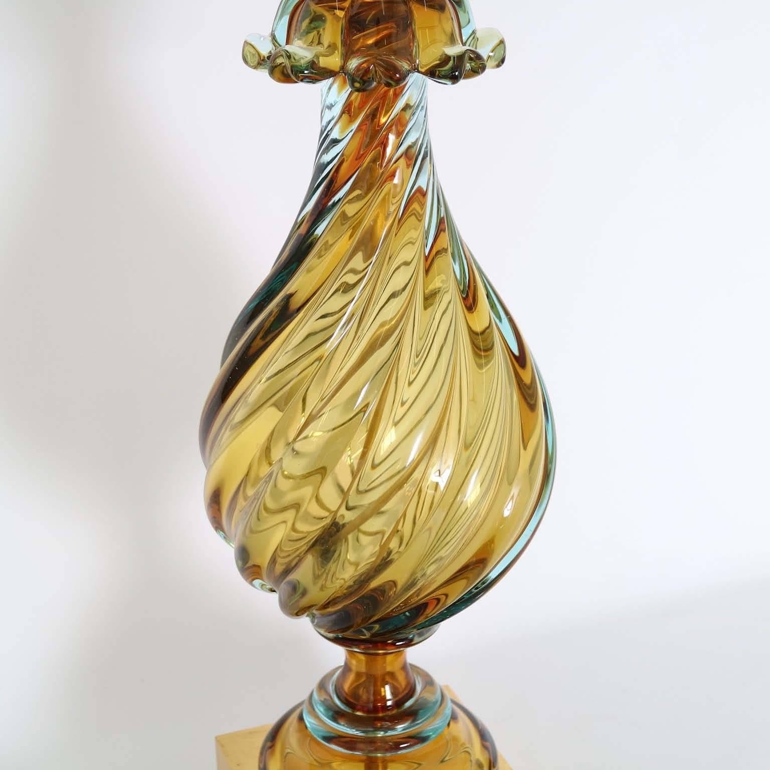 Mid-20th Century Hollywood Regency Marbro Lamp in Murano Glass by Seguso