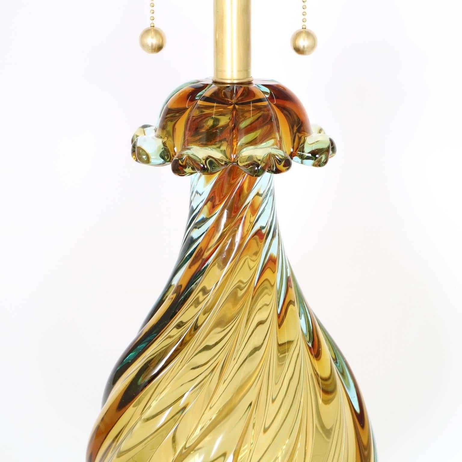 Hollywood Regency Marbro Lamp in Murano Glass by Seguso 1