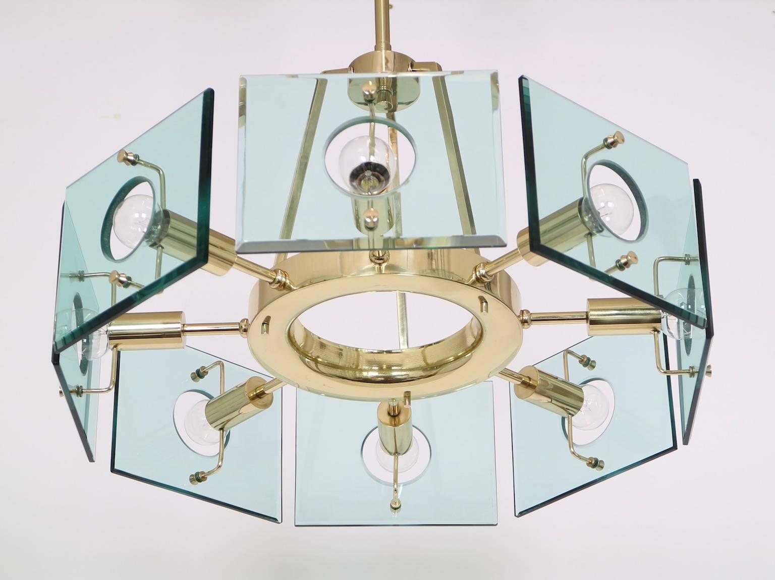 Mid-Century Modern Fontana Arte Chandelier by Gino Paroldo In Excellent Condition In New York, NY
