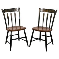 Regency Style Parcel Ebonized Painted Chairs