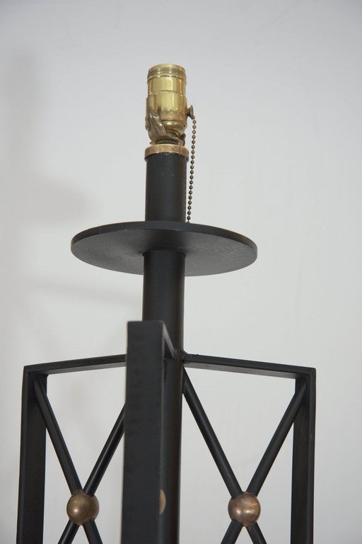 Pair of Jean Royère Style 'Tour Eiffel' Floor Lamps in Wrought Iron In Good Condition In New York, NY