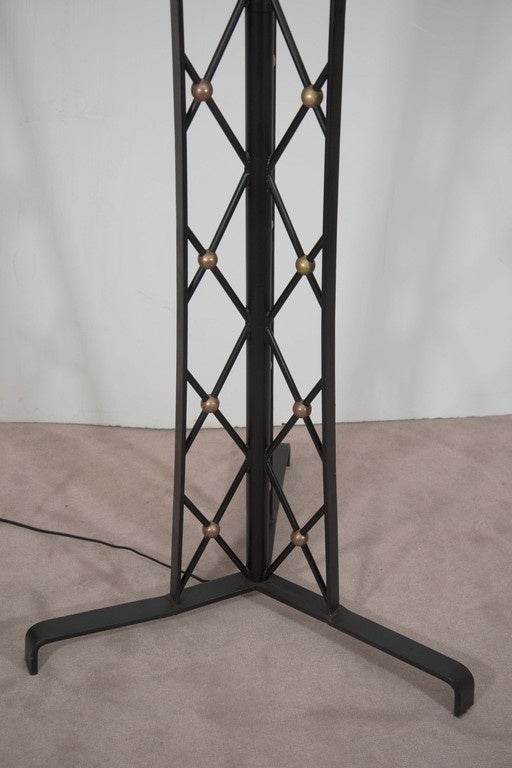 20th Century Pair of Jean Royère Style 'Tour Eiffel' Floor Lamps in Wrought Iron