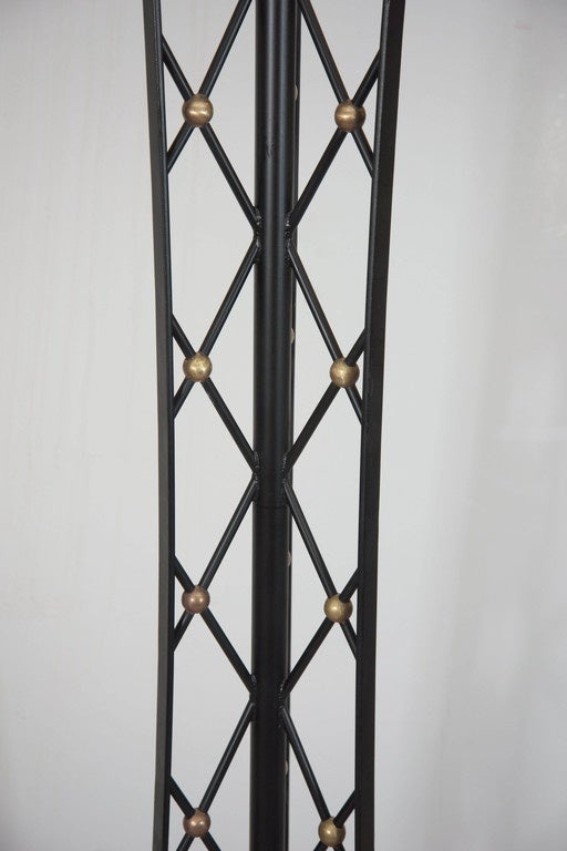 Brass Pair of Jean Royère Style 'Tour Eiffel' Floor Lamps in Wrought Iron