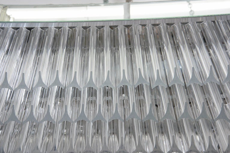 Mid-Century Modern Large Mid Century Two-Tier Rectangular Chandelier with Staggered Lucite Prisms