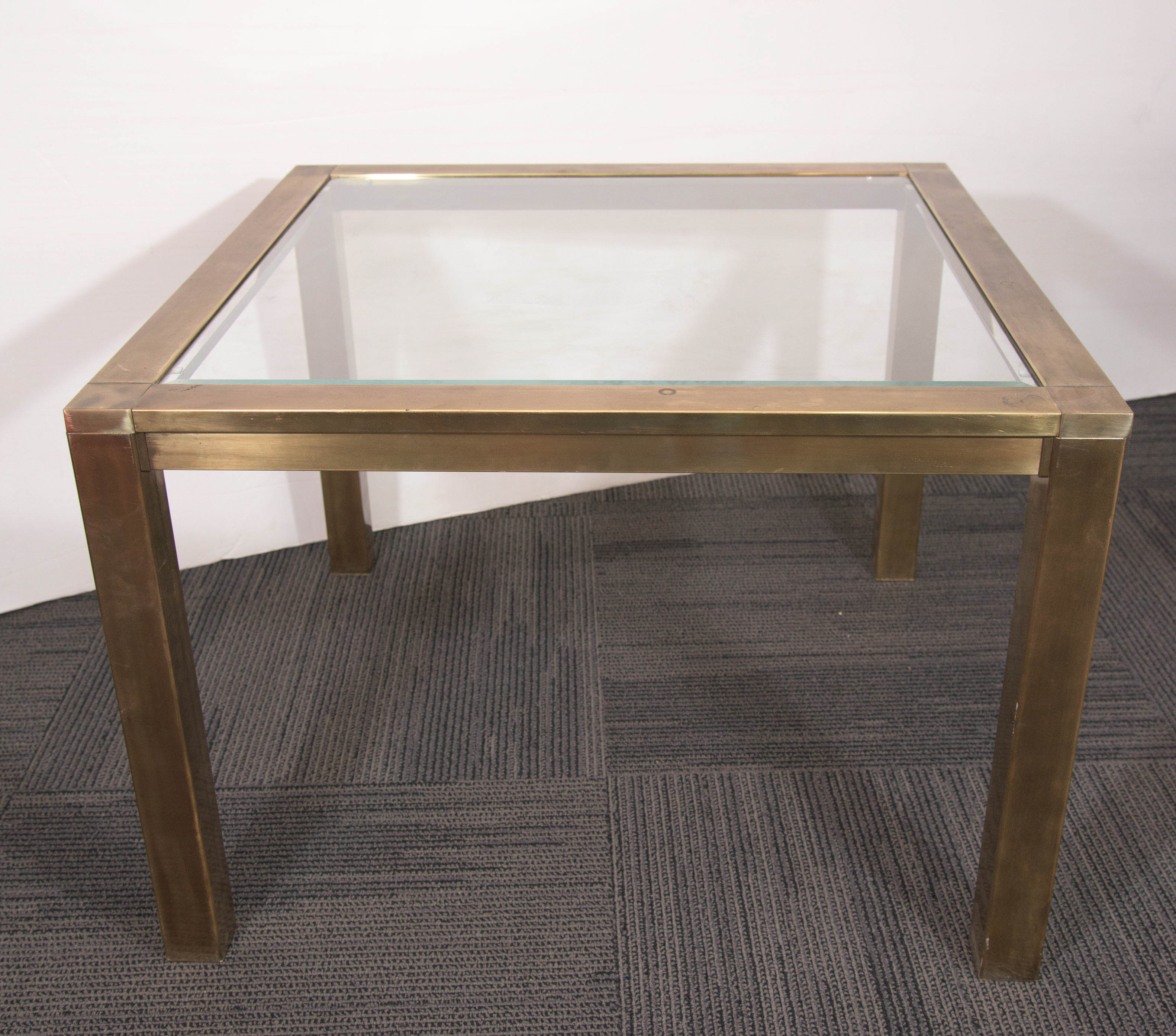 Mastercraft Brass Side and End Table with Glass Top