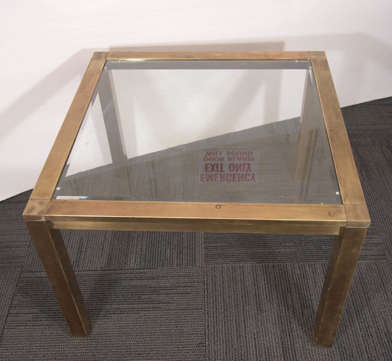 Mastercraft Brass Side and End Table with Glass Top In Good Condition In New York, NY