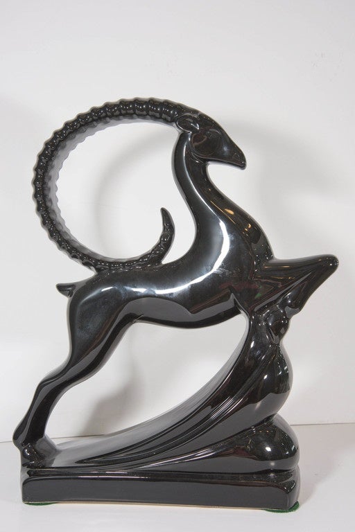 American Royal Haeger Art Deco Leaping Gazelle in Glazed Ceramic