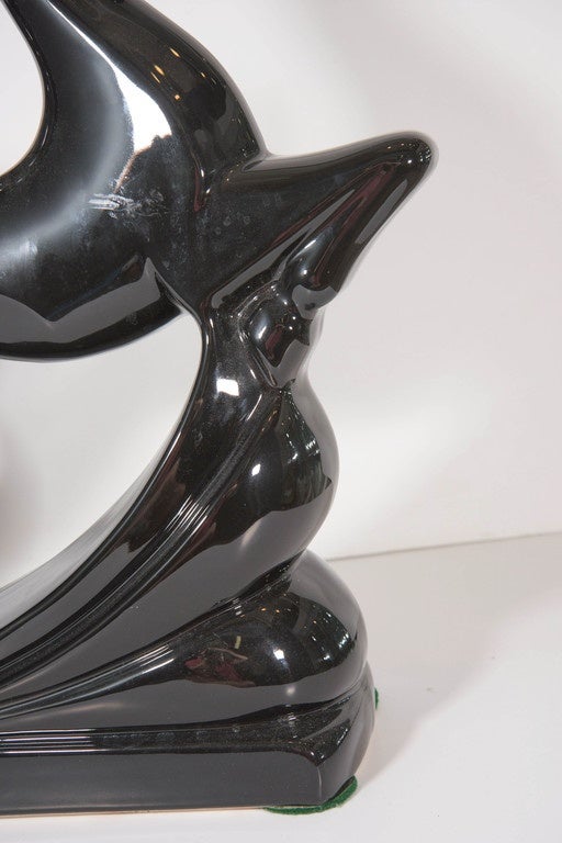 20th Century Royal Haeger Art Deco Leaping Gazelle in Glazed Ceramic