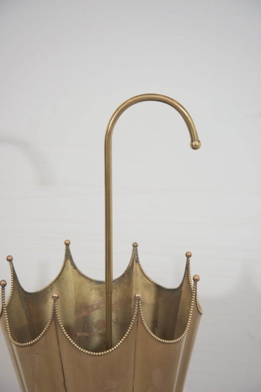 Italian Midcentury Brass Umbrella Stand In Good Condition In New York, NY