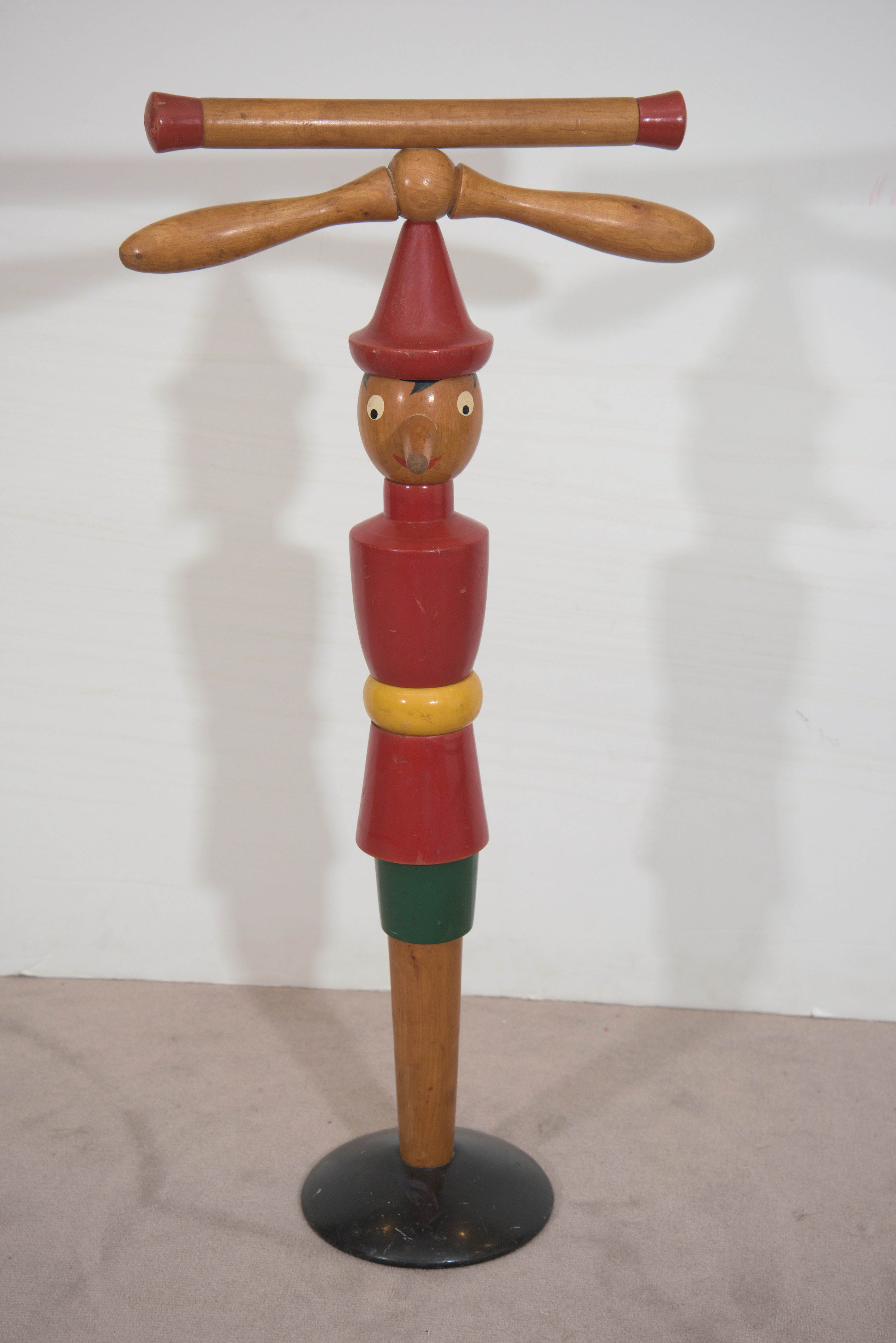 Italian Midcentury Child's Wooden Clothes Valet as Pinocchio by Ma.Gi