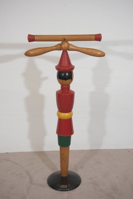 Mid-20th Century Italian Midcentury Child's Wooden Clothes Valet as Pinocchio by Ma.Gi