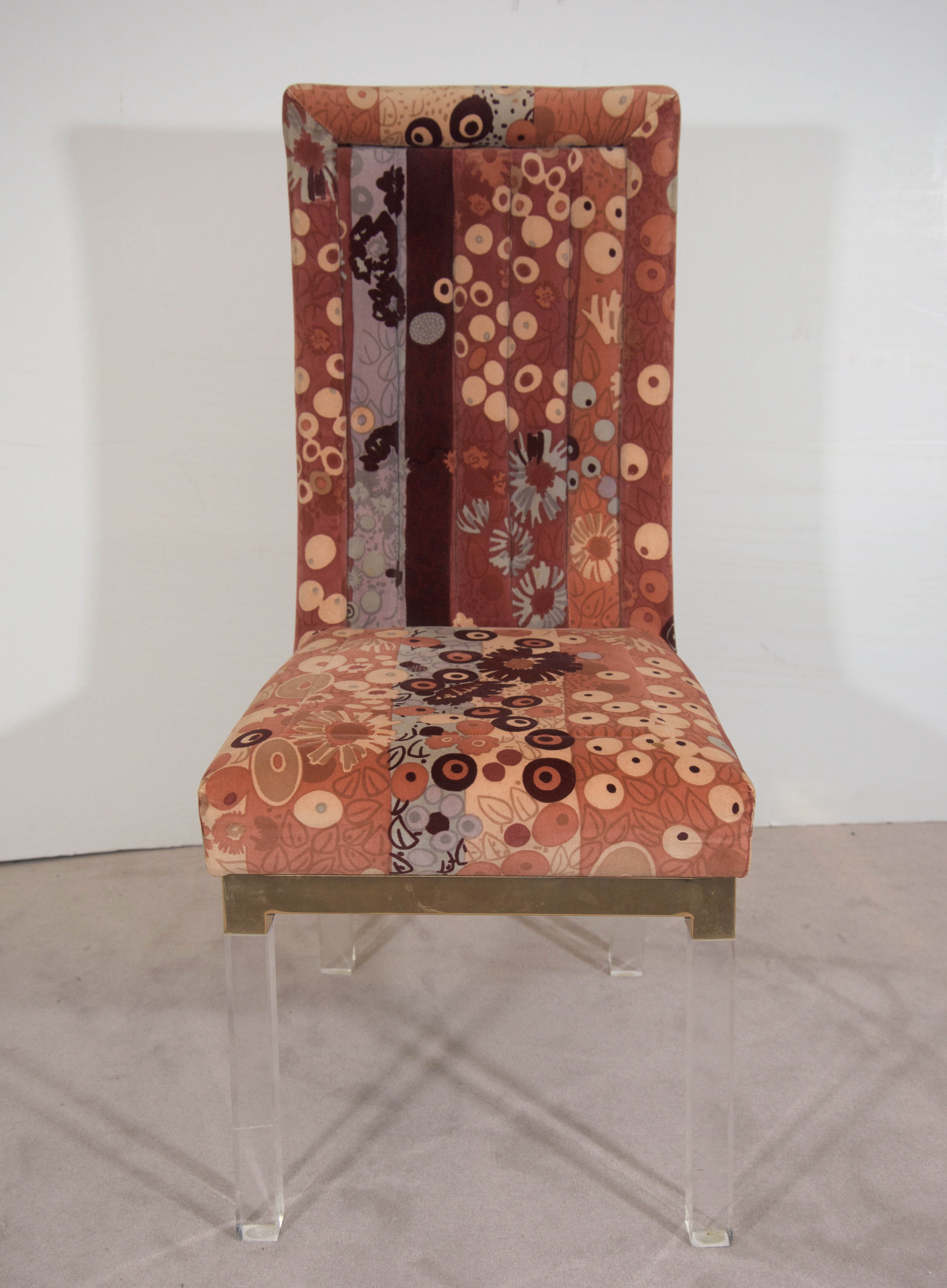 Set of Four Charles Hollis Jones Dining Chairs with Jack Lenor Larsen Fabric