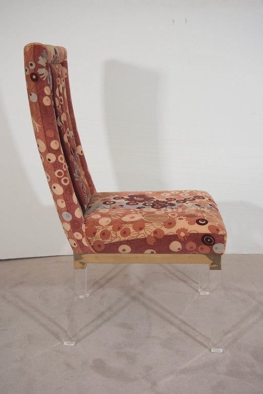 Late 20th Century Set of Four Charles Hollis Jones Dining Chairs with Jack Lenor Larsen Fabric