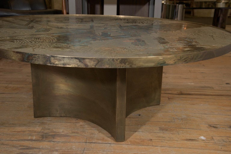 Philip & Kelvin LaVerne 'Chan' Coffee Table in Patinated Bronze and Pewter 1