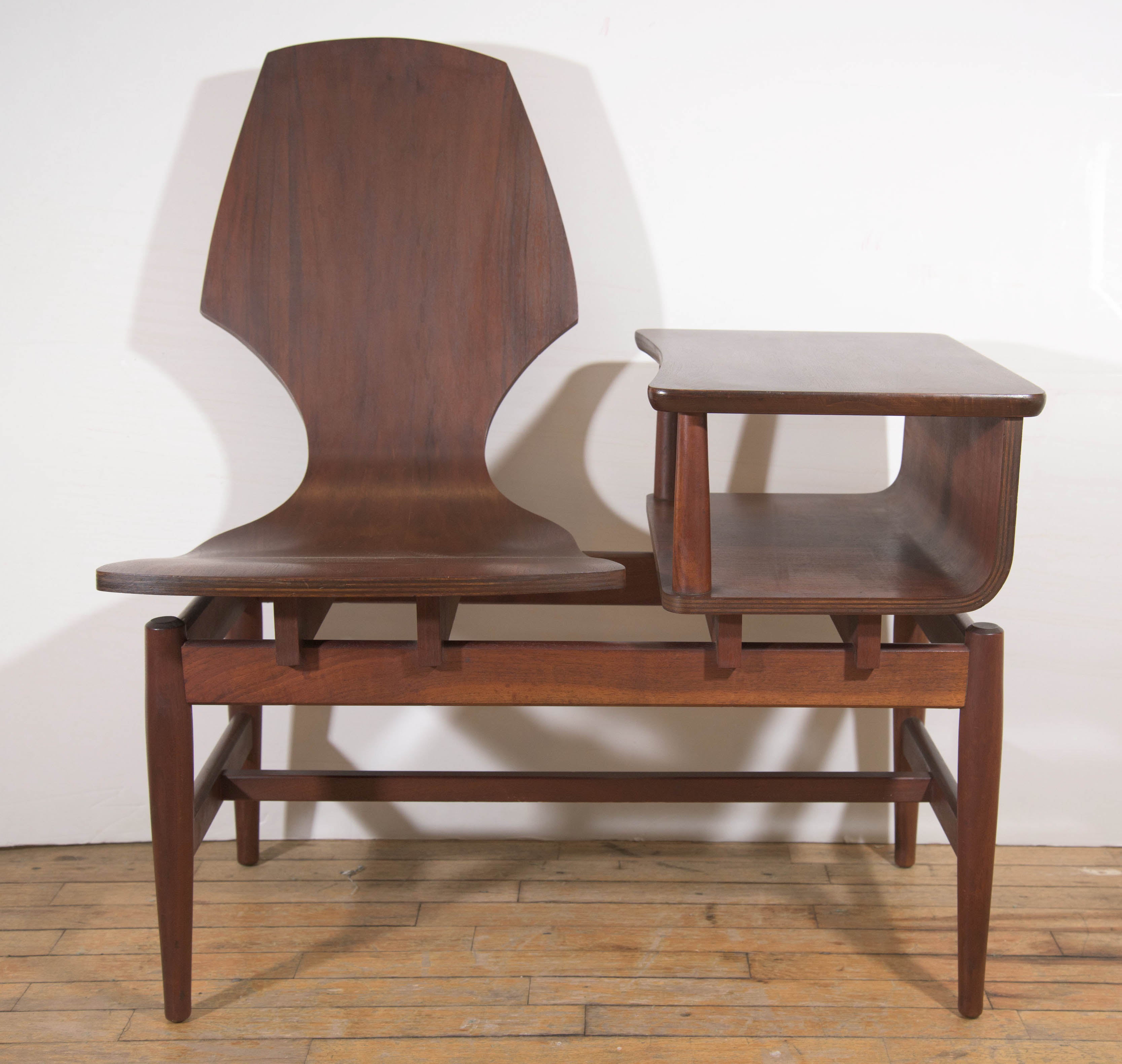 Midcentury Scandinavian Rosewood Telephone Table and Side Chair