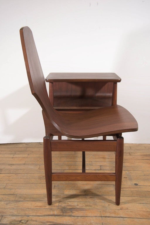Midcentury Scandinavian Rosewood Telephone Table and Side Chair In Good Condition In New York, NY
