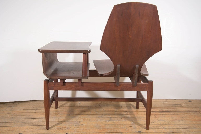 20th Century Midcentury Scandinavian Rosewood Telephone Table and Side Chair