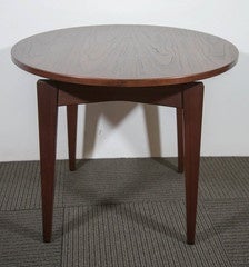 Pair of Jens Risom Round 'Floating' Side Tables in Solid Walnut