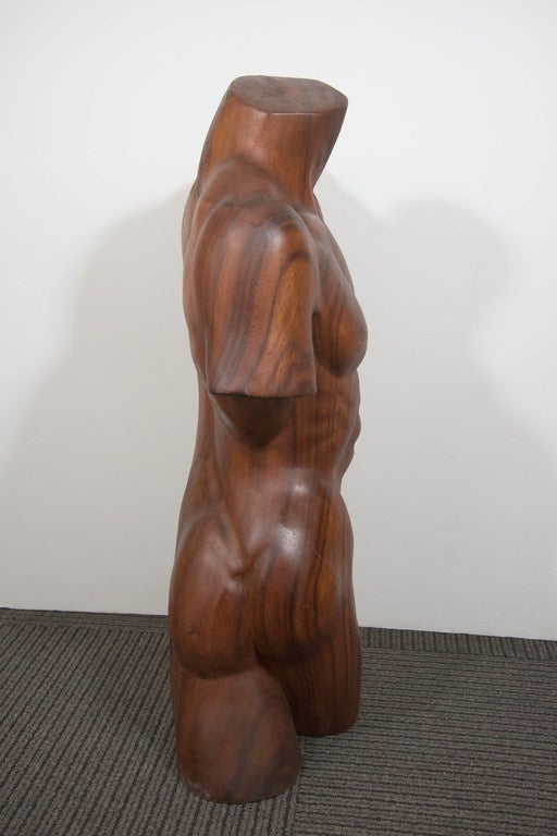 Midcentury Sculptural Male Torso in Carved Brazilian Mahogany 4