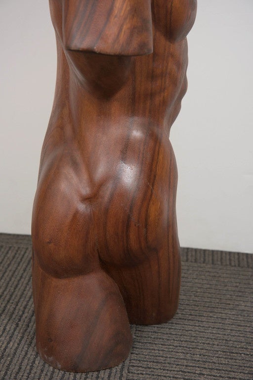 Midcentury Sculptural Male Torso in Carved Brazilian Mahogany 5