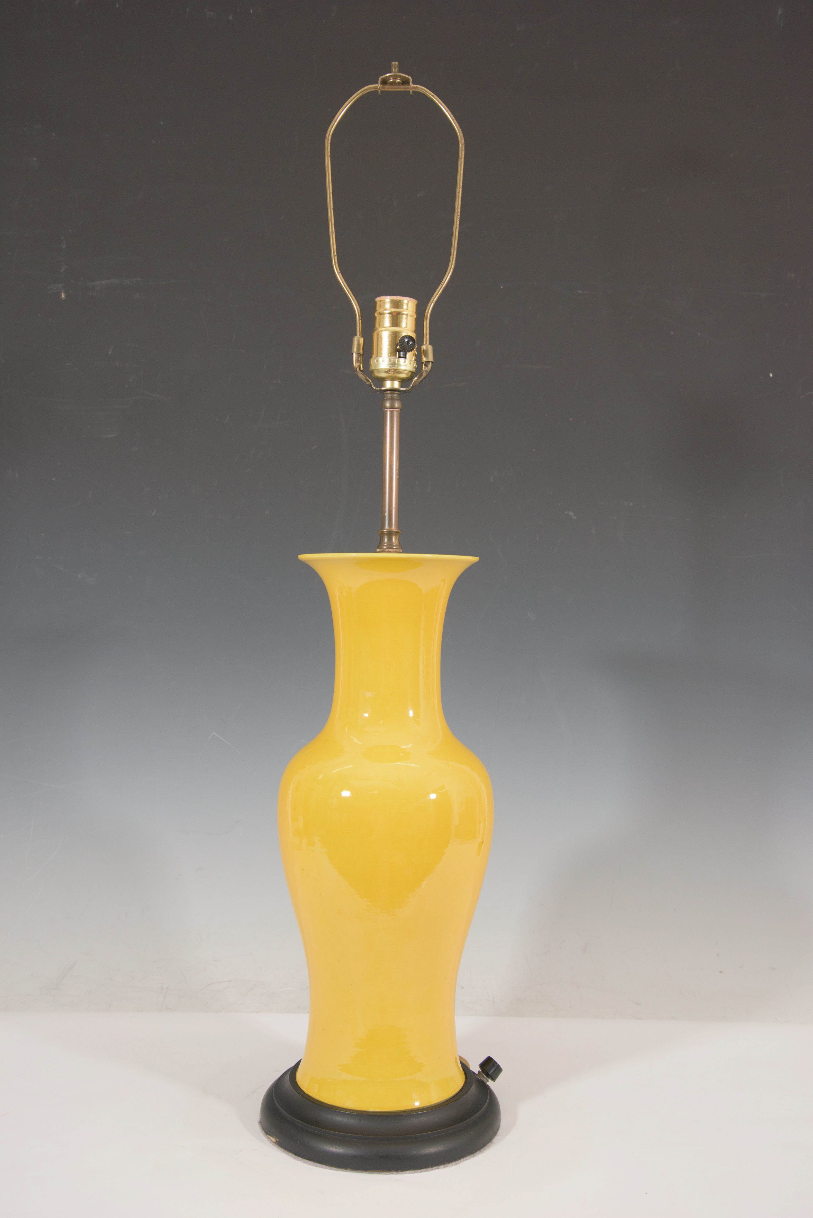 Pair of Mid-Century Yellow Ceramic Chinese Ginger Jar Table Lamps