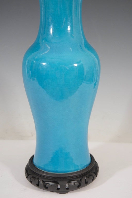 Mid-20th Century Pair of Midcentury Ceramic Chinese Ginger Jar Table Lamps in Turquoise