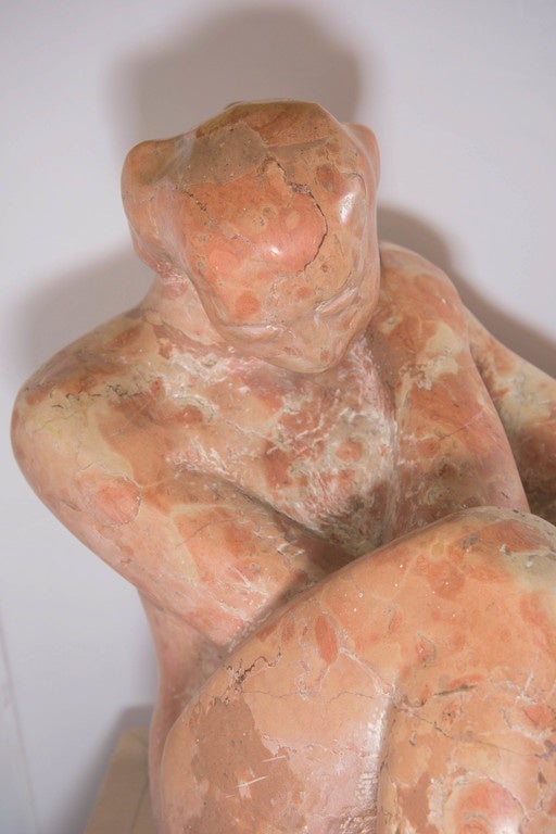 Mid-Century Modern Midcentury Sculptural Nude in Rouge Marble in the Style of Claire McArdle