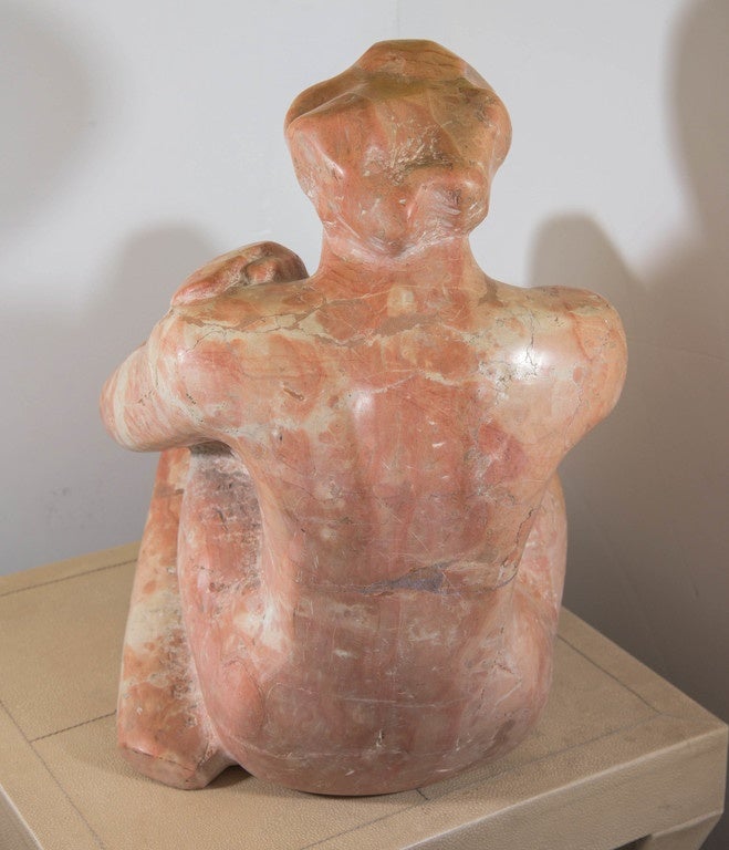 Midcentury Sculptural Nude in Rouge Marble in the Style of Claire McArdle In Good Condition In New York, NY