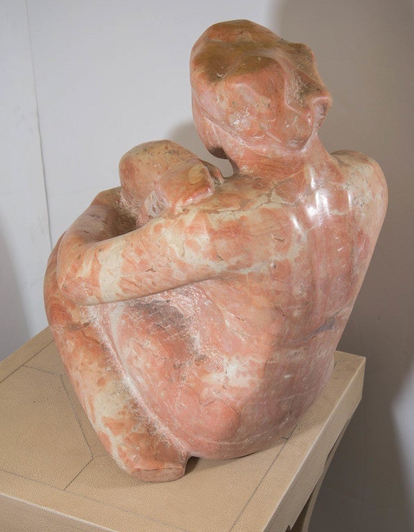 Late 20th Century Midcentury Sculptural Nude in Rouge Marble in the Style of Claire McArdle