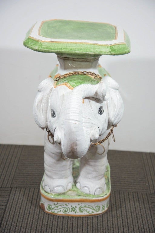 Mid-Century Hand-Painted Ceramic Elephant Garden Seat In Good Condition In New York, NY