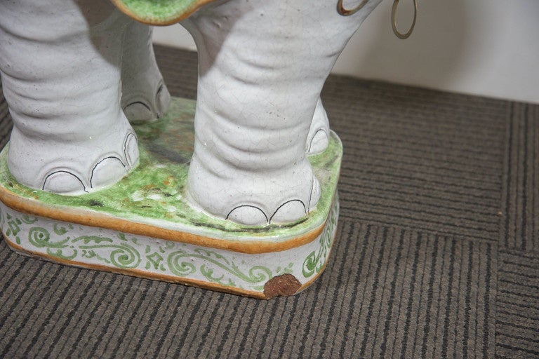Mid-Century Hand-Painted Ceramic Elephant Garden Seat 2
