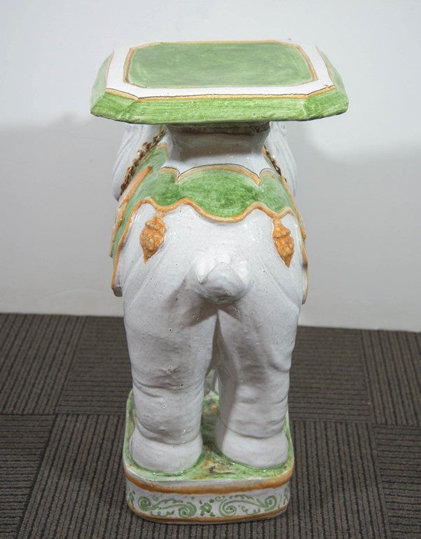 Mid-Century Hand-Painted Ceramic Elephant Garden Seat 4