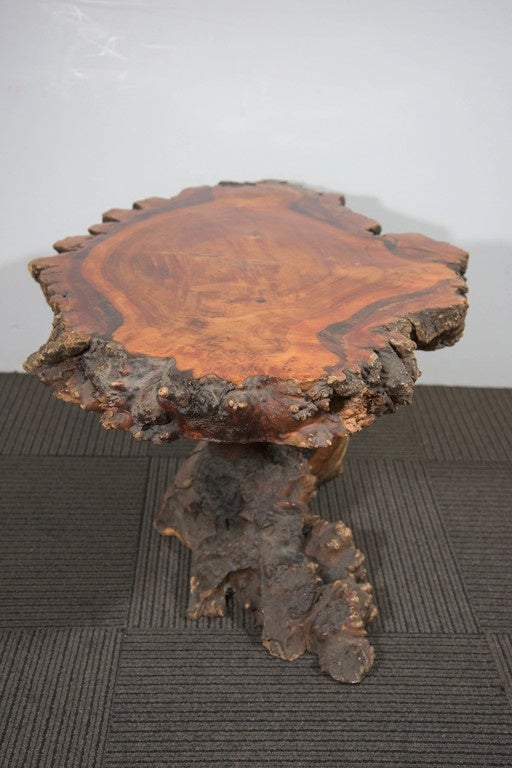 Vintage Burled Cypress Wood Live Edge Side Table at 1stDibs live edge